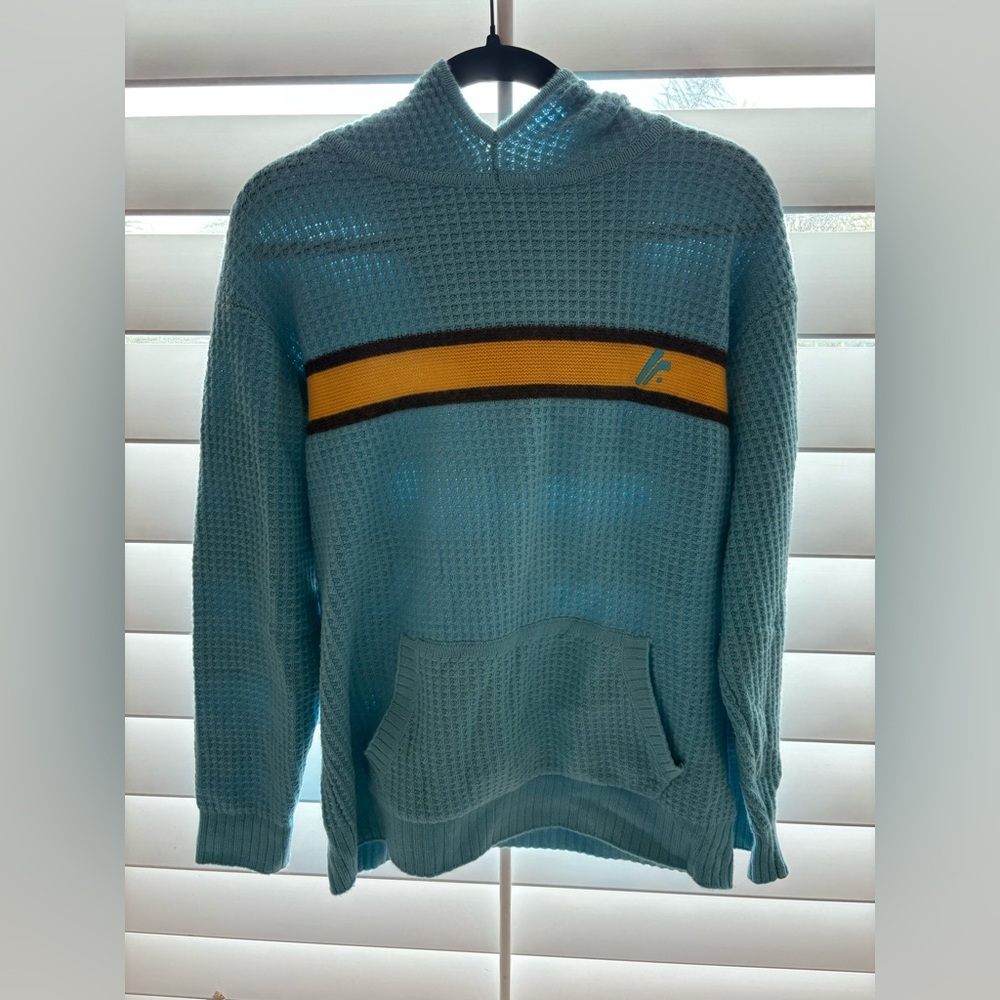 Cashmere Blue Sweater with Yellow‎ Stripe